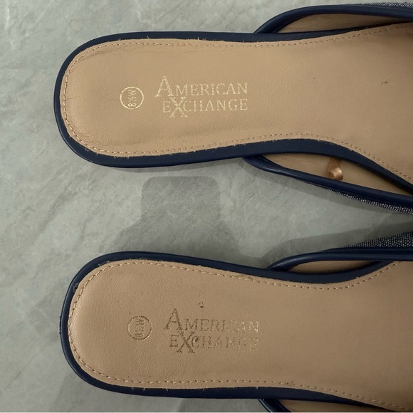 Women’s American Exchange Slip On Flat Sandals Pointed Toe Bow Denim Size 8.5 - Picture 9 of 12